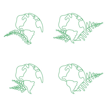 Green Planet Earth. Line art vector. earth day. Ecology concept, logotype. Vector illustration.のイラスト素材