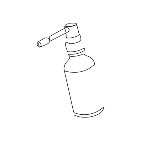 Throat spray. One line art. Healthcare and medical concept. Hand drawn vector illustration.のイラスト素材