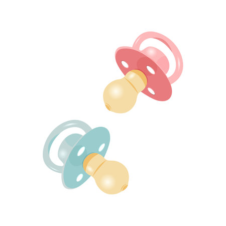 baby pacifier. Pink and blue dummy for girls and boys. Flat vector illustration.