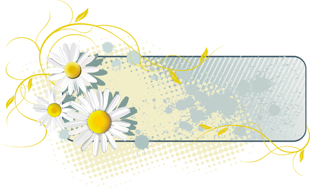 Grunge floral frame with white chamomilesのイラスト素材