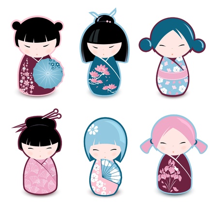 Kokeshi dolls のイラスト素材