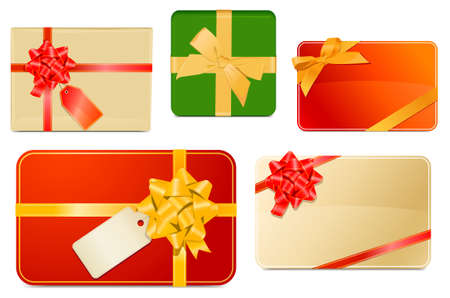 Gift boxes and cards with ribbons and bows のイラスト素材