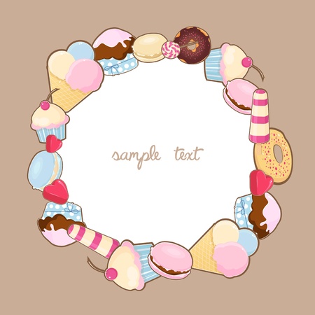 Desserts frameのイラスト素材