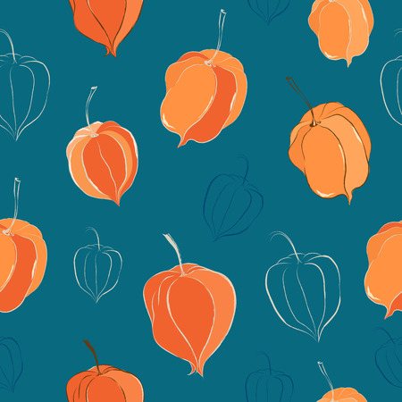 Seamless pattern with physalisのイラスト素材