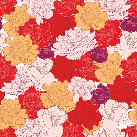 Seamless background with peony flowersのイラスト素材
