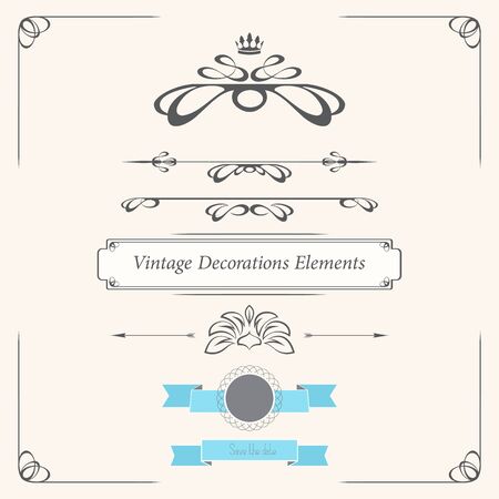 Vintage design elements for greeting cards invitations etc.のイラスト素材