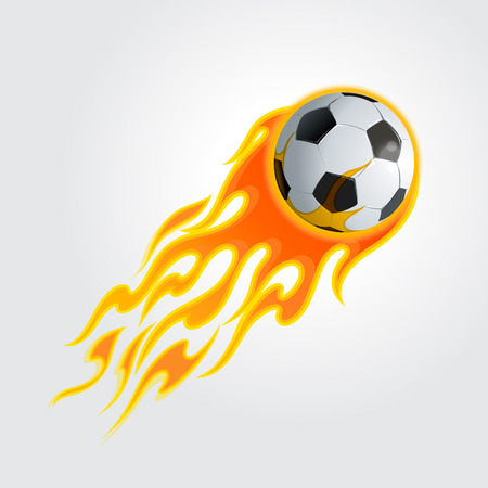 illustration of burning soccer ball on  light grayのイラスト素材