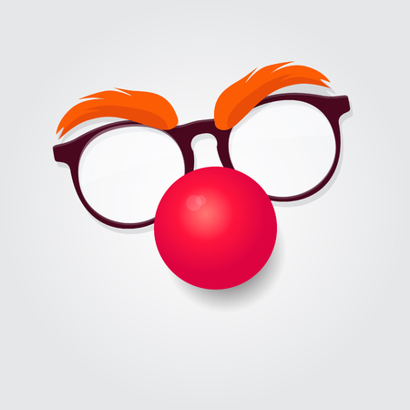 Red nose day. Carnival goggles with a red nose. Design element for  emblemのイラスト素材