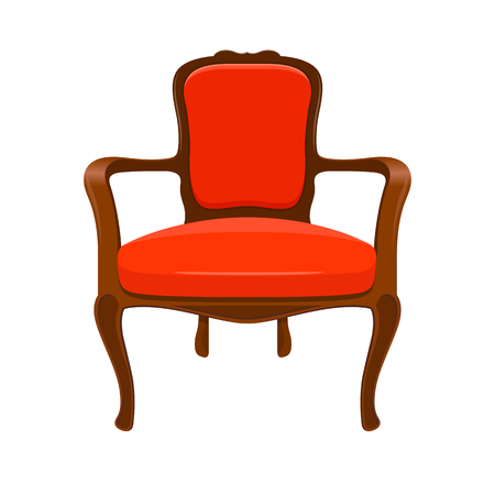 Vintage red armchair. Chair icon. Vector illustration on white backgroundのイラスト素材