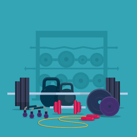 Fitness and bodybuilding equipment illustrationのイラスト素材