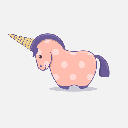 Cute unicorn with spiraling horn. Cartoon character. Flat vector illustrationのイラスト素材