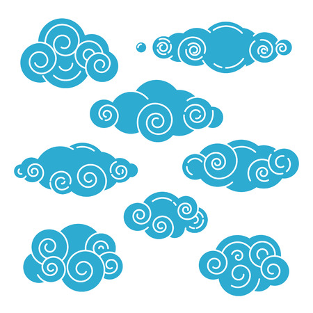 Abstract clouds in line art styleのイラスト素材