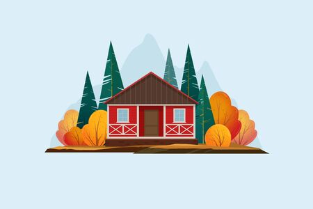 Wooden House in the Forestのイラスト素材