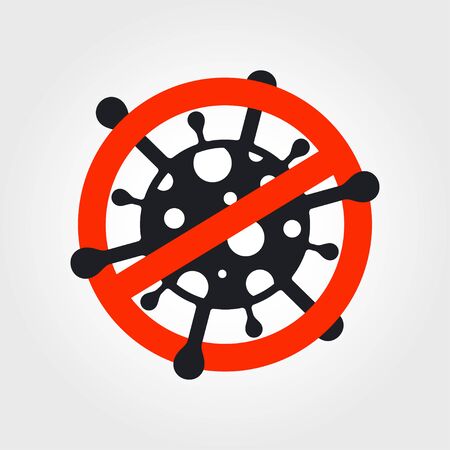 Stop sign with coronavirus icon. Caution coronavirus. Vector illustrationのイラスト素材