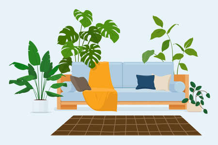 Cozy modern scandinavian interior with sofaのイラスト素材