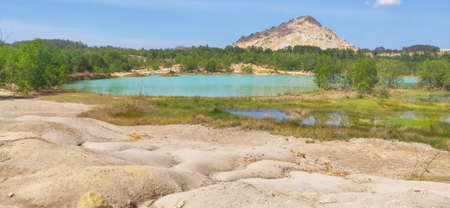 Beautiful scenery underneath a small mountain range in Vietnamの写真素材