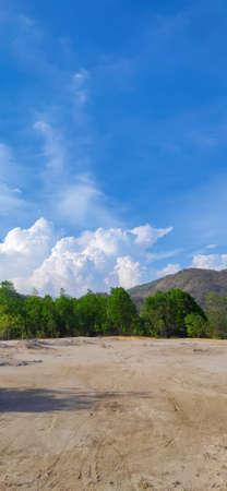 Beautiful scenery underneath a small mountain range in Vietnamの写真素材