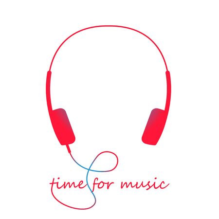 Headphones on a white background. View from above. Copy space Music and sound concept. City summer timeのイラスト素材