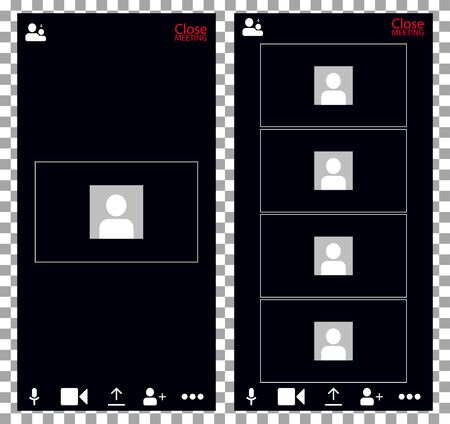 Landing video conferencing. Screenshot of the phone screen. Vector workspace page for video conferencing and work meetingsのイラスト素材