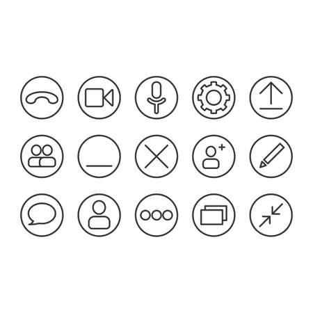 Linear style video communication icons for the application, web site. Set of icons for a variety of usesのイラスト素材