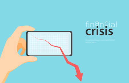 Concept WEB banner Economic crisis vector illustration novel coronavirus 2019-nCoV impact global economy business down.のイラスト素材