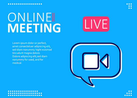 Online webinar landing page. Webinar, webinars and web meetings at the level of colleagues, modern education. Vector illustrationのイラスト素材