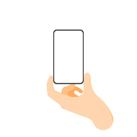 Mobile phone with a blank screen in hand.のイラスト素材