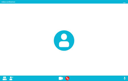 Video call screen template. Video call interface. Vector page of the workspace. Application for social communication. Video conference. Layout of video conferences and online meetings.のイラスト素材
