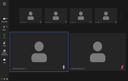 Video conference user interface, video conference calls window overlay.のイラスト素材