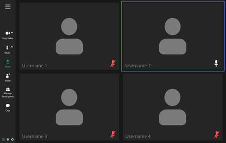 Video conference user interface, video conference calls window overlay.のイラスト素材