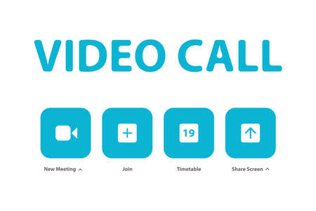 Concept online call, video lecture, internet group conference, training test, work from home, easy communication.のイラスト素材