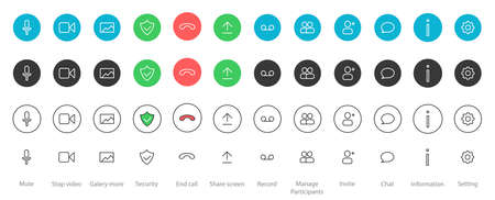 Set Video Call Icon Simple Flat Design.のイラスト素材