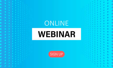 Online webinar landing page. Webinar, webinars and web meetings at the level of colleagues, modern education. Vector illustrationのイラスト素材