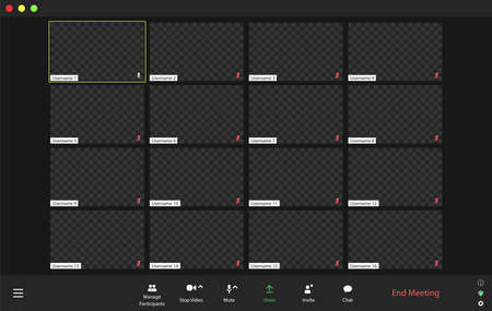 Video conference user interface, video conference calls window overlay.のイラスト素材