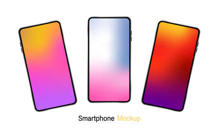 Smartphone Mockup screen with colorful wallpaperのイラスト素材