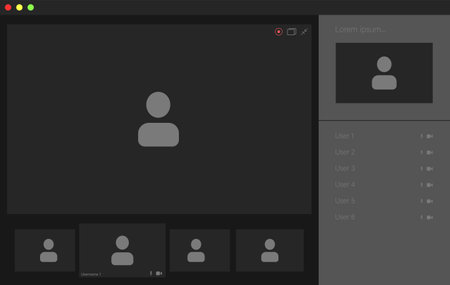 Video conference user interface, video conference calls window overlayのイラスト素材