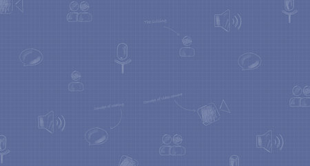 Perfect for conference background, meeting, video call. Illustration with video icons in the backgroundのイラスト素材