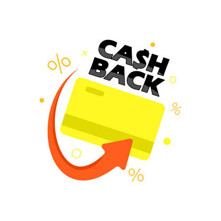 Flat business card with cashback loyalty program for concept design. Flat design. Business card. Flat logoのイラスト素材