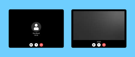 Two template video conference user interface. Online meeting window overlay. One users. Zoom