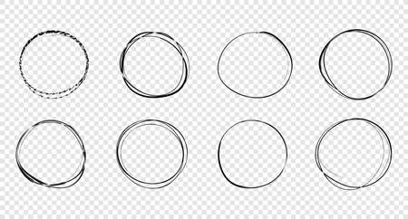 Circle line sketches set. Vector isolated design elementsのイラスト素材