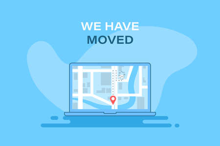 Point on Laptop Screen. We Have Moved Bannerのイラスト素材