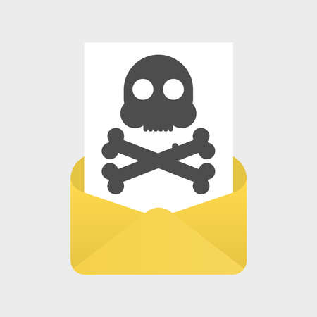 Malicious Email. Problem with Mail. Message with a Skullのイラスト素材