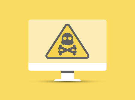 Danger Sign on the Computer. Vector Illustrationのイラスト素材