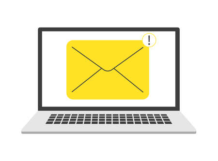 One incoming message on laptop, open message icon, notification. Vectorのイラスト素材