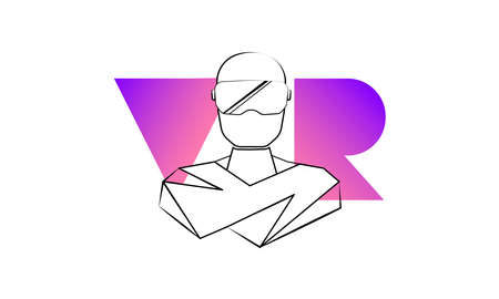 VR banner with face in augmented glasses, Virtual reality, Futuristic Cyber