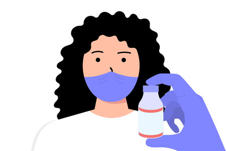 Antidote for MONKEYPOX in hand. The doctors hand is dressed in a medical gloveのイラスト素材