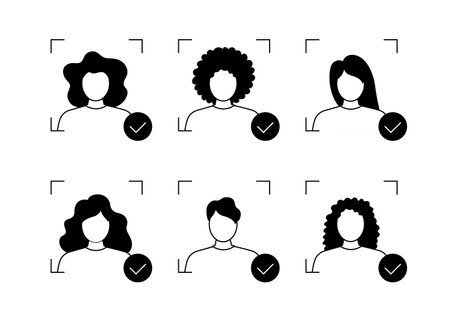 Guy is going through an ID check. Set of pictures with the identification processのイラスト素材