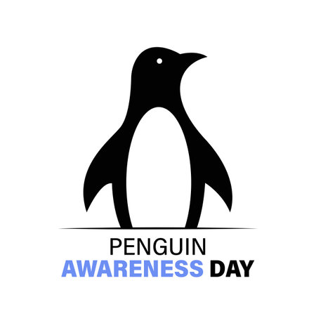 Penguin Awareness Day. Vector card on white backgroundのイラスト素材