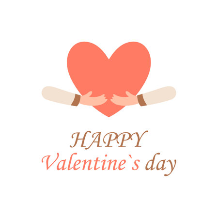 Happy valentines day. Heart in hands with loveのイラスト素材