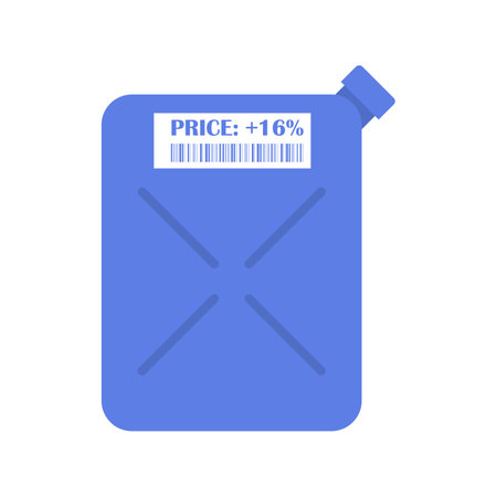 Fuel price rising concept. Canister with fuel on the background of arrowsのイラスト素材